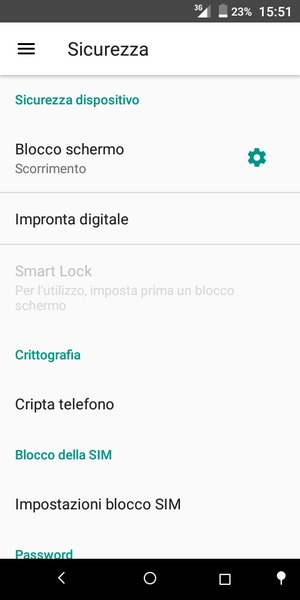 Seleziona Blocco schermo