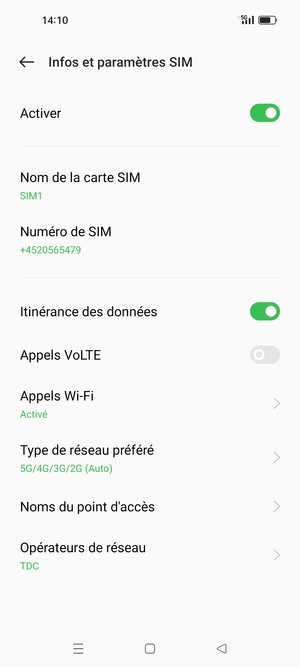 Activer ou désactiver Itinérance des données