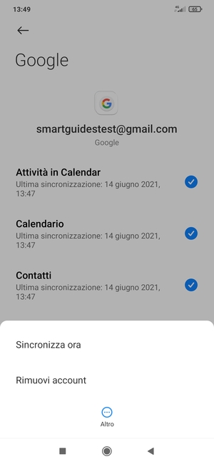 Seleziona Sincronizza ora