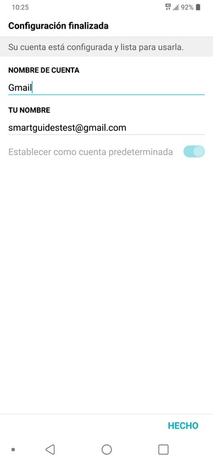 Déle a su cuenta un nombre y escriba su nombre. Seleccione HECHO