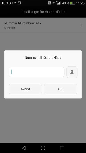 Ange Nummer till röstbrevlåda och välj OK