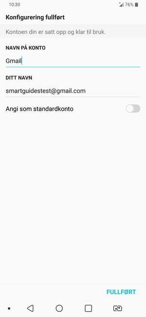 Gi kontoen din et navn, og skriv inn navnet ditt. Velg FULLFØRT