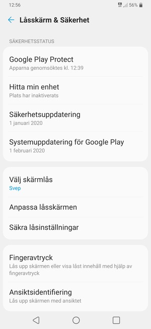 Välj Välj skärmlås