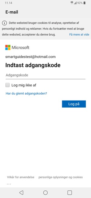 Indtast din adgangskode og vælg Log på