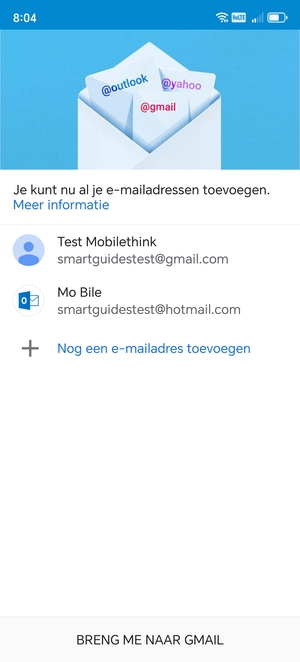 Selecteer BRENG ME NAAR GMAIL