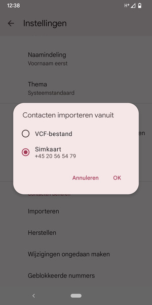 Selecteer Simkaart en OK