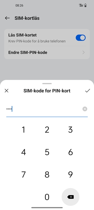 Bekreft din nye PIN-kode for SIM-kort og velg OK