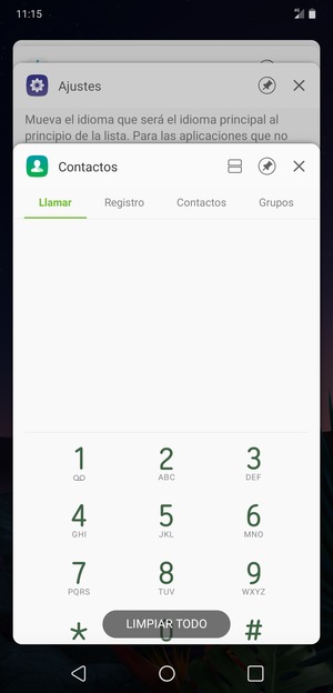 Seleccione LIMPIAR TODO para cerrar todas las aplicaciones en ejecución