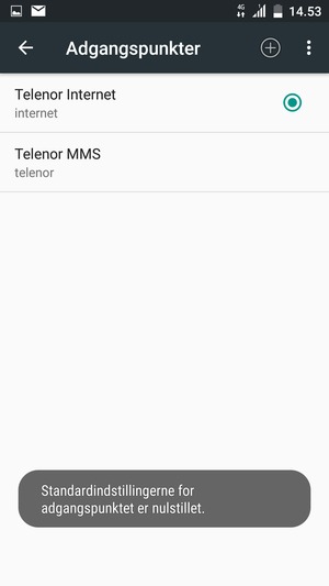 Din telefon vil nulstille til standard internet- og MMS-indstillinger