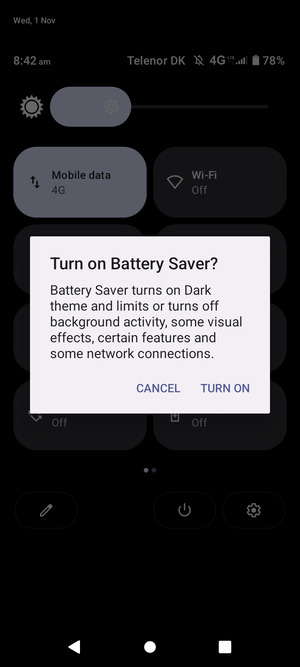 Select TURN ON
