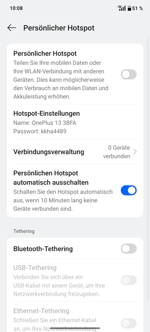 Wählen Sie Hotspot-Einstellungen