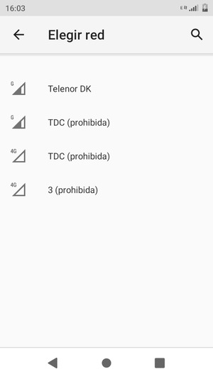 Seleccione un operador de red de la lista