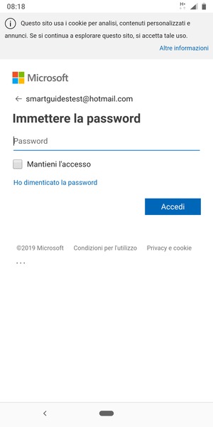 Inserisci la tua password e seleziona Accedi