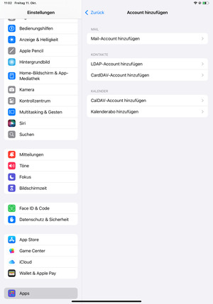 Wählen Sie Mail-Account hinzufügen