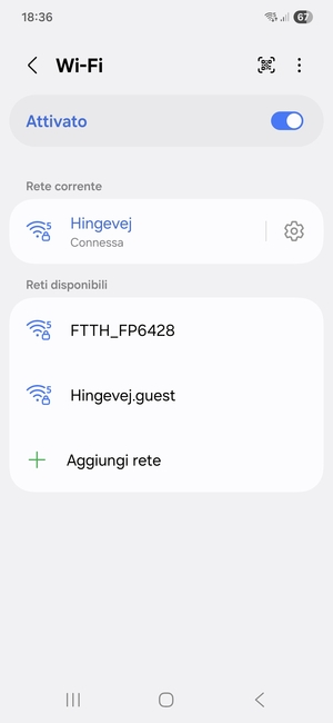 Ora sei connesso alla rete Wi-Fi