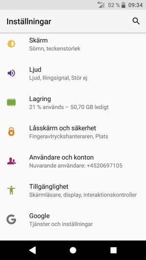 Scrolla till och välj Låsskärm och säkerhet