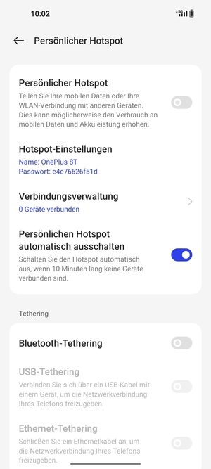 Wählen Sie Hotspot-Einstellungen