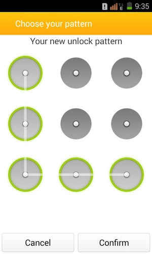 Draw the unlock pattern again and select Confirm