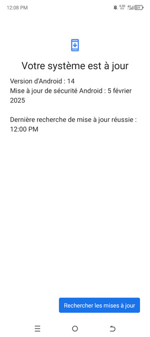Si votre téléphone est à jour, vous verrez l'écran suivant