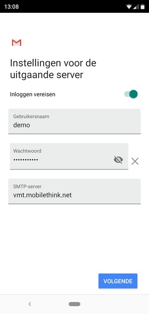 Voer Uitgaand serveradres in