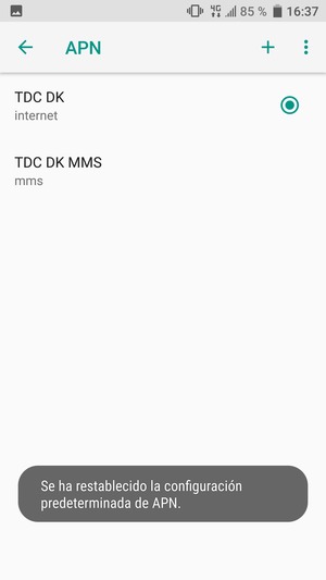 El teléfono se reiniciará con la configuración predeterminada de Internet y MMS