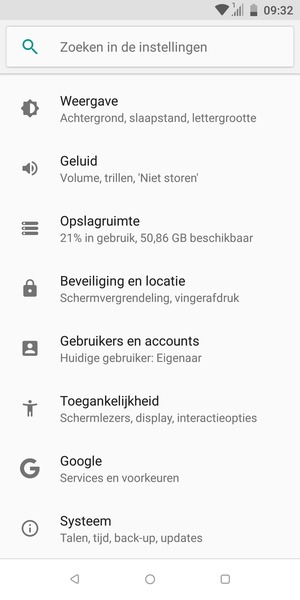 Scroll naar en selecteer Beveiliging en locatie
