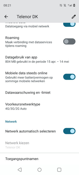 Scroll naar en selecteer Toegangspuntnamen