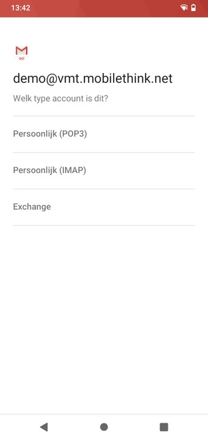 Selecteer Persoonlijk (POP3) of Persoonlijk (IMAP)