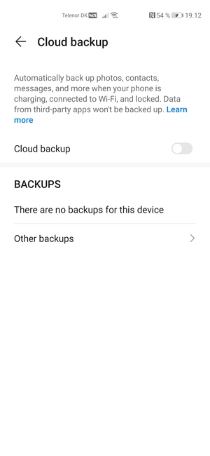 Turn  Cloud backup on