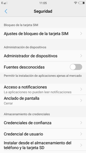 Seleccione Ajustes de bloqueo de tarjeta SIM