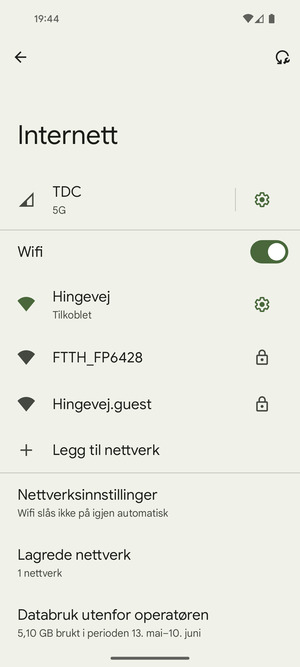 Du er nå koblet til Wi-Fi-nettverket