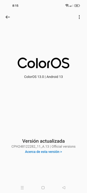 Si su teléfono está actualizado, verá la siguiente pantalla