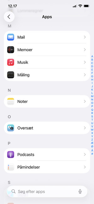 Scroll til og vælg Mail