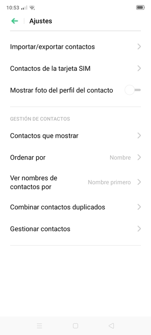 Seleccione Contactos de la tarjeta SIM