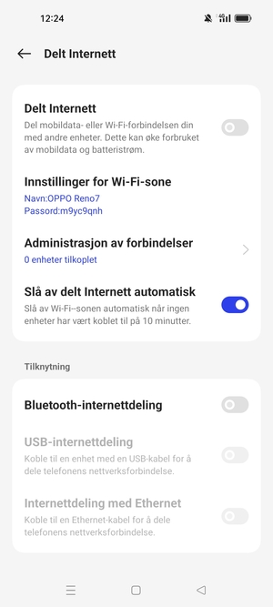 Velg Innstillinger for Wi-Fi-sone