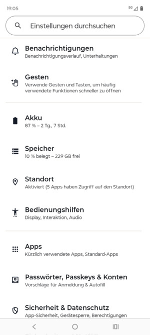 Scrollen Sie und wählen Sie Standort