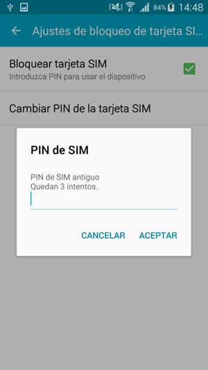 Introduzca su PIN de SIM antiguo y seleccione ACEPTAR