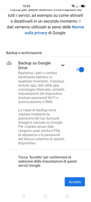 Seleziona Accetto