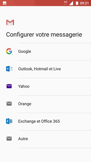 Sélectionnez Outlook, Hotmail et Live