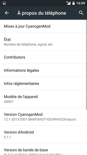 Sélectionnez Mises à jour CyanogenMod