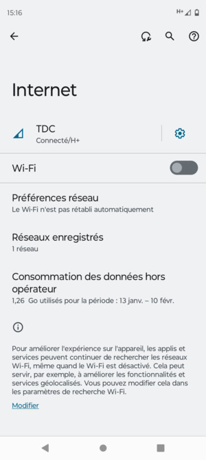 Activer le Wi-Fi