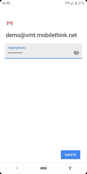 Indtast din adgangskode og vælg NÆSTE