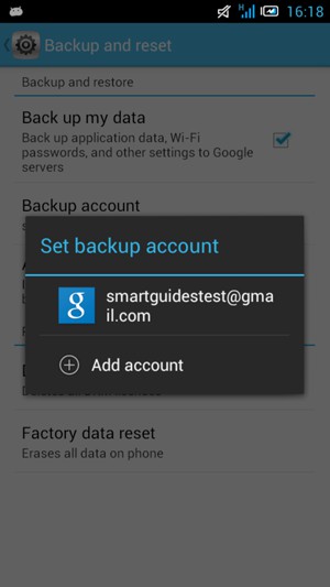 Select your backup account
