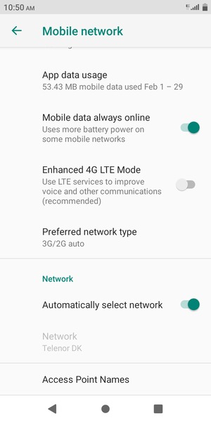 Turn off Automatically select network