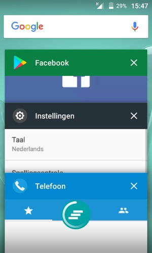Selecteer het Verwijderen-pictogram om actieve apps te sluiten