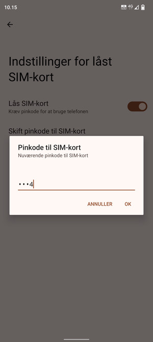 Indtast Nuværende pinkode til SIM-kort og vælg OK