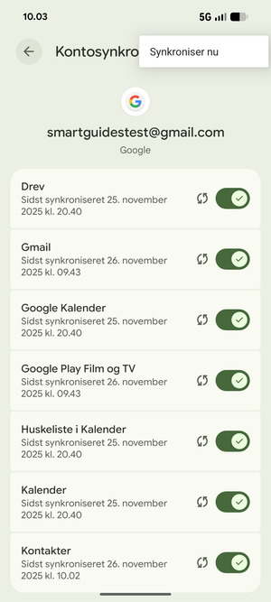 Vælg Synkroniser nu