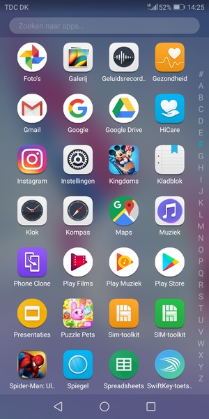 Scroll naar en selecteer Instellingen