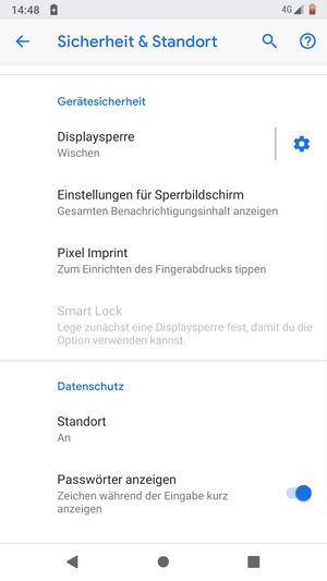 Scrollen Sie und wählen Sie Standort