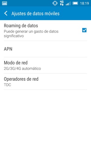Activar o desactivar Roaming de datos